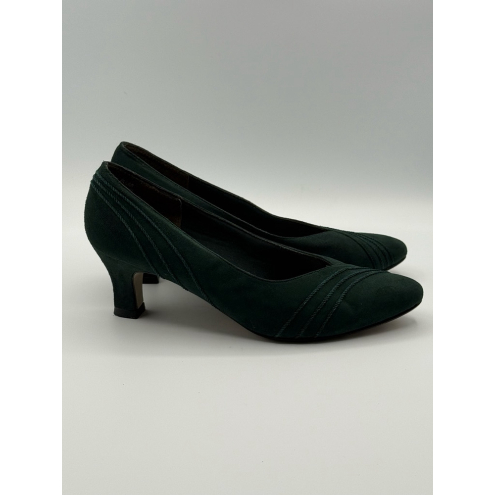 LifeStride Soft System Green Fabric Heels 6.5M – Vintage Style Pointed Toe Pumps - Picture 3 of 8